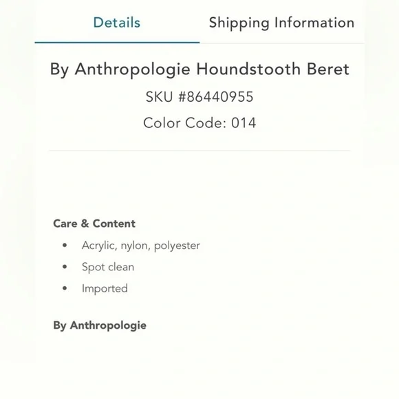 Anthropologie houndstooth beret in natural color - www  display picture 3
